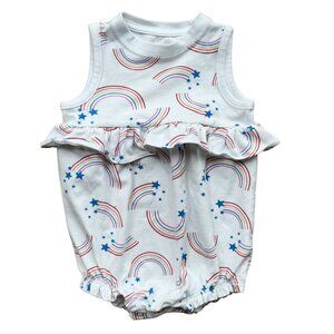 Cat & Jack Baby Girl Romper 6-9 Months Red White Blue Rainbow Stars Print Sleeve